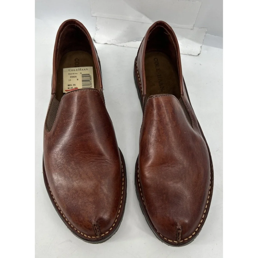Cole Haan Brantley Slip On Split Toe Loafers Cognac Brown F0925 Men's 11N NEW